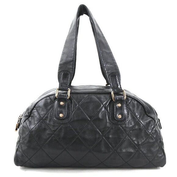 CHANEL Shoulder Bag Black/Pink Gold Leather/Metal - - Picture 1 of 13